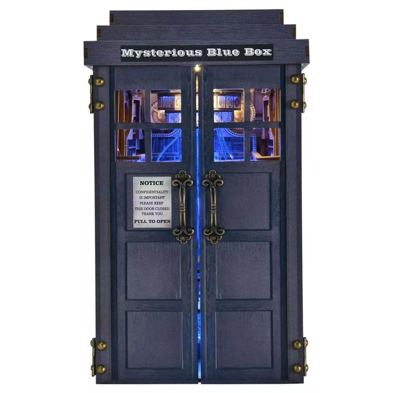 Closed Mysterious Blue Box with warm window glow